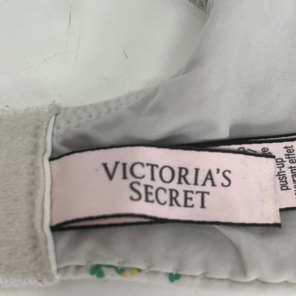 Victoria's Secret 36D T-Shirt Push-Up Bra Full Coverage Floral Logo Underwire